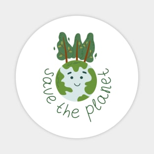 Planet Earth with smiling face and trees Magnet